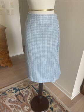 Ann Taylor Light Blue Tweed Pencil Skirt